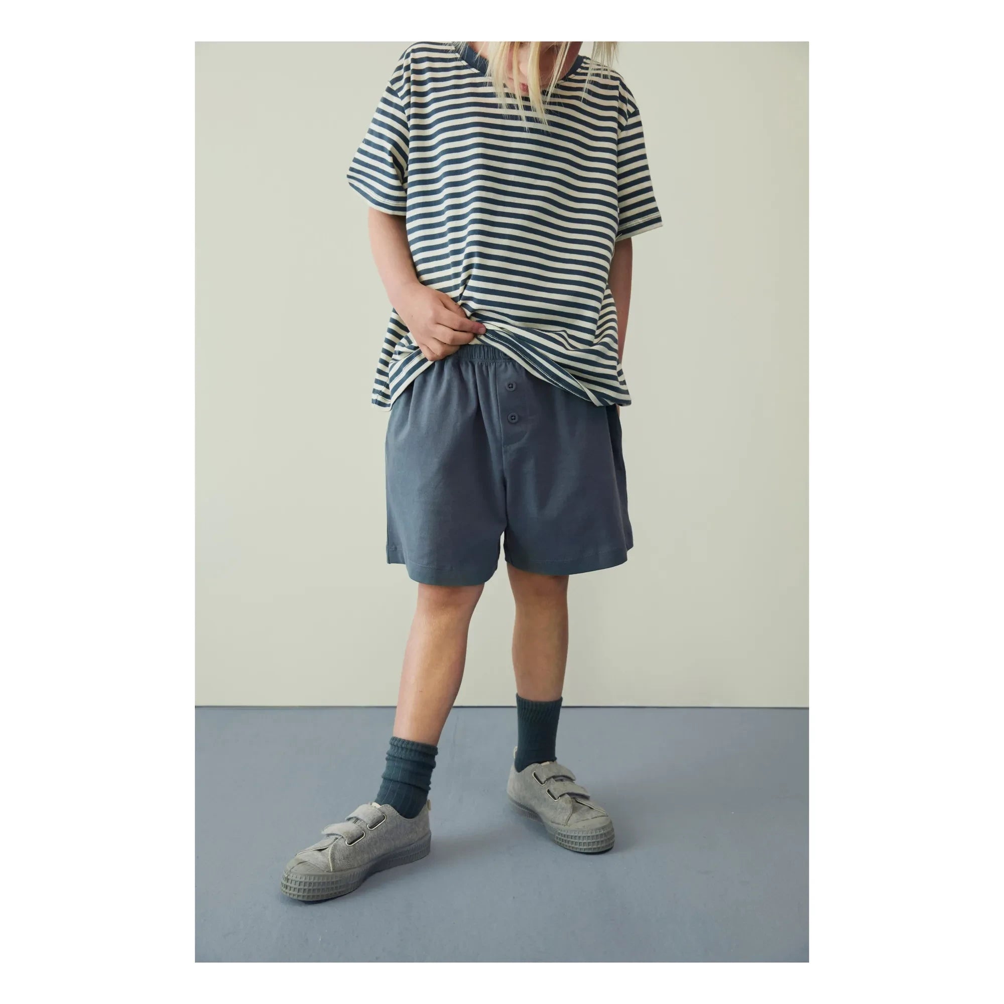 Gray Label - Short con botones de algodón orgánico | Azul pavo real
