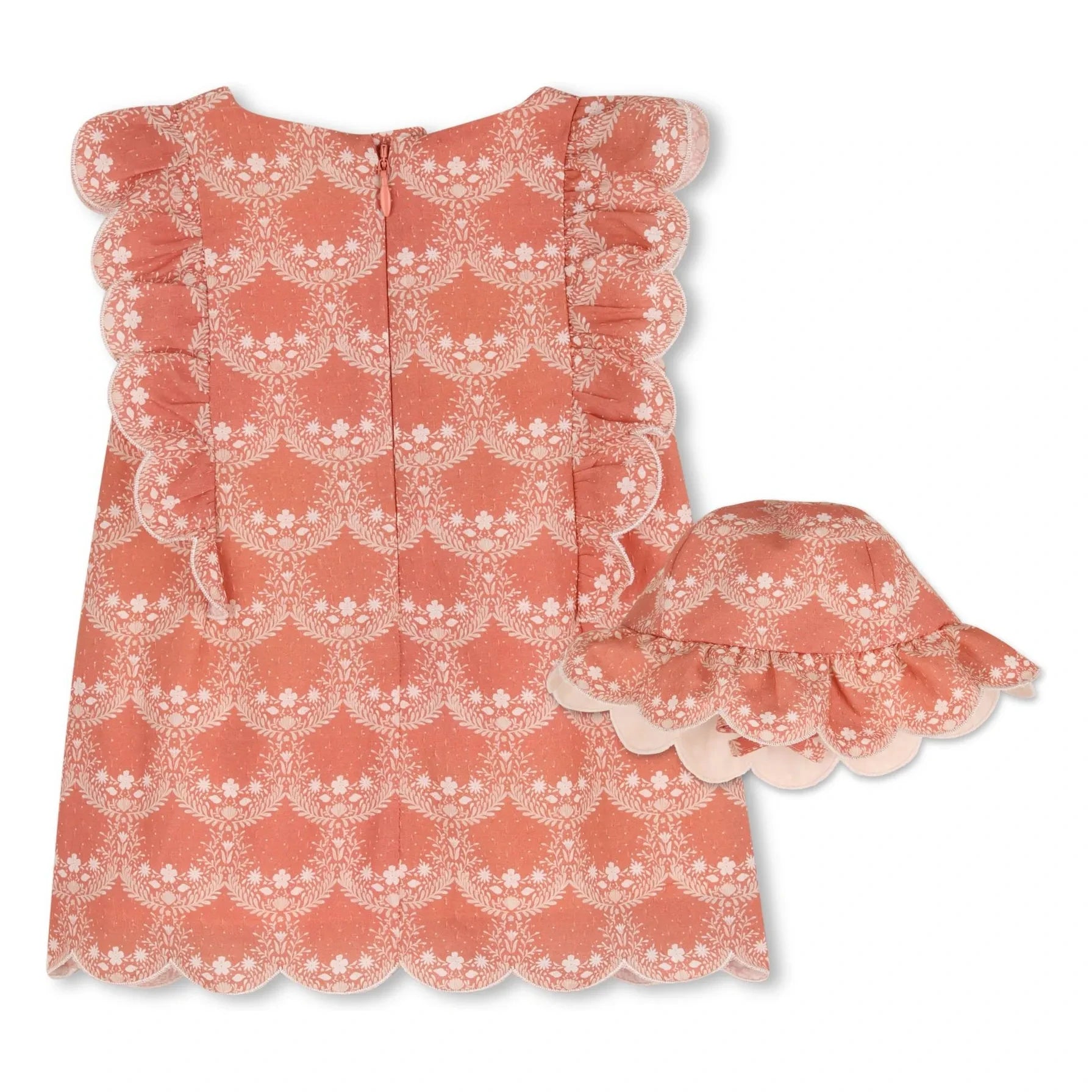 Chloé - Conjunto de vestido y gorro de algodón orgánico | Melocotón