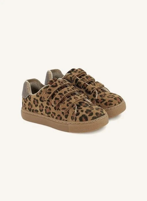 Bonton - Basil Leopar Desenli Kadife Sneakerlar | Kahverengi