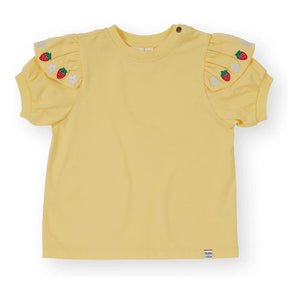 Goldie + Ace - Camiseta con volantes y detalle de fresa | Amarillo