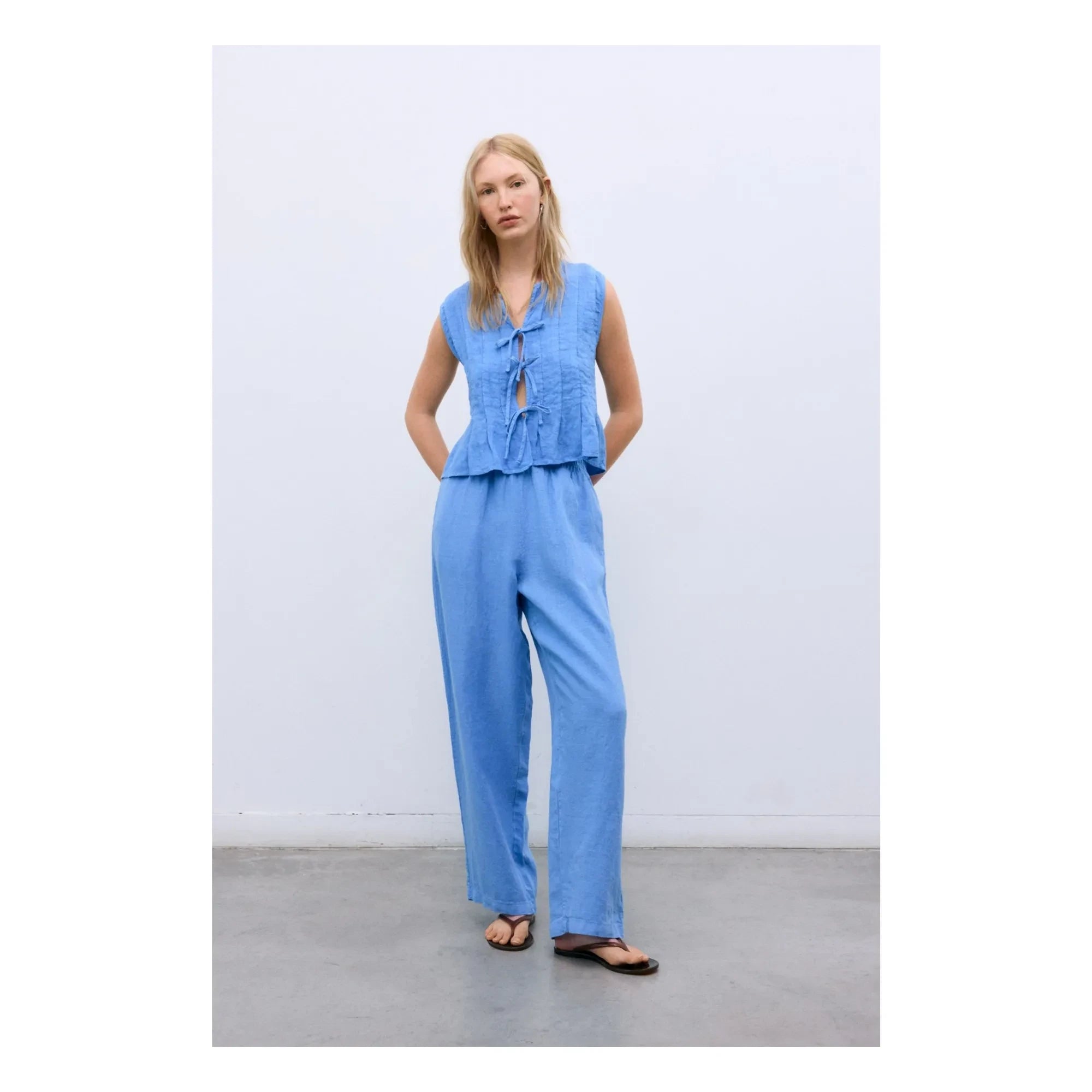 the new society - Melissa Pantalones de lino | Azul