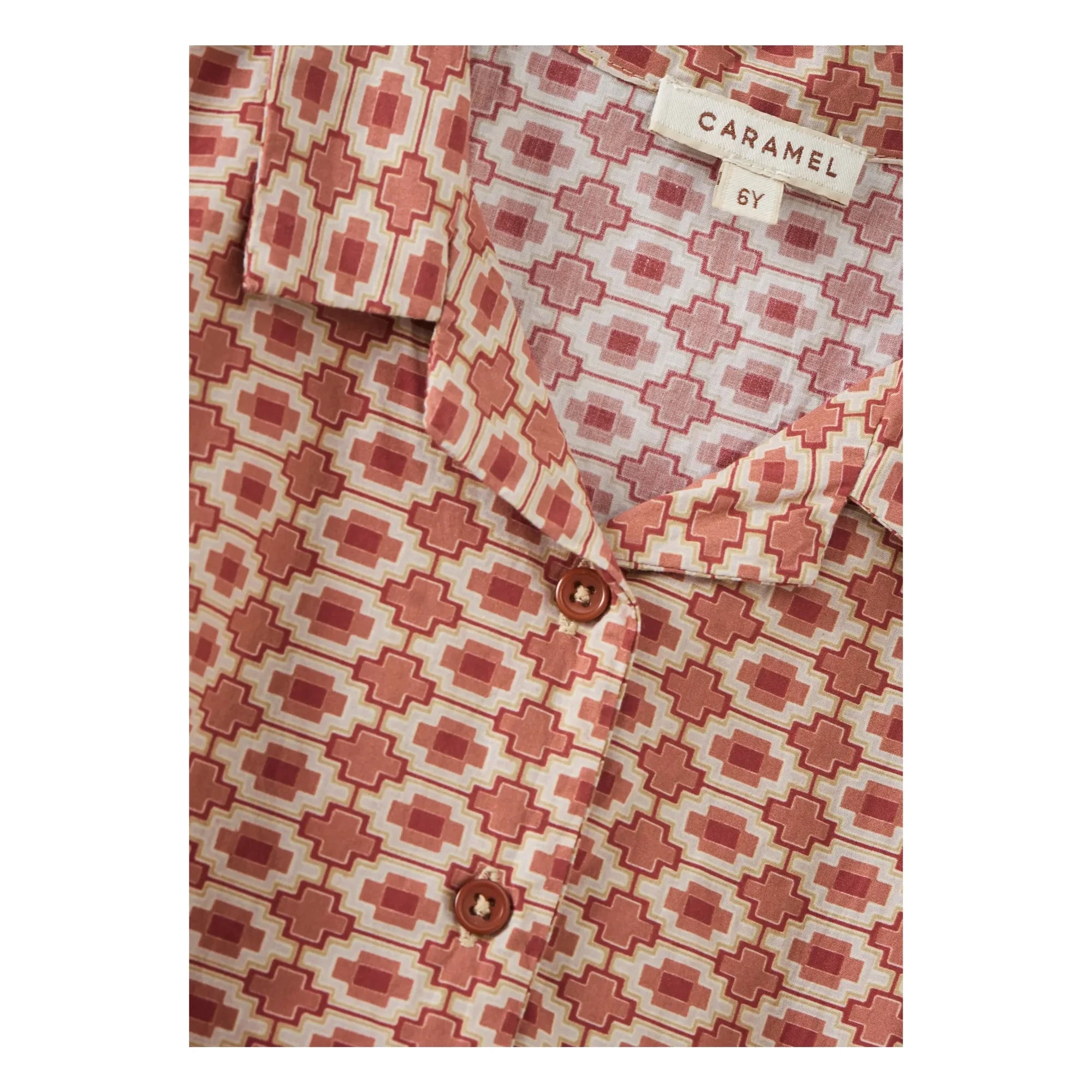 Caramelo - Camisa de bambú geométrica | Rojo ladrillo