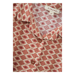 Caramelo - Camisa de bambú geométrica | Rojo ladrillo