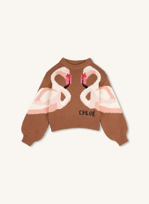 Chloé - Flamants Roses Jersey de algodón orgánico | Caramelo