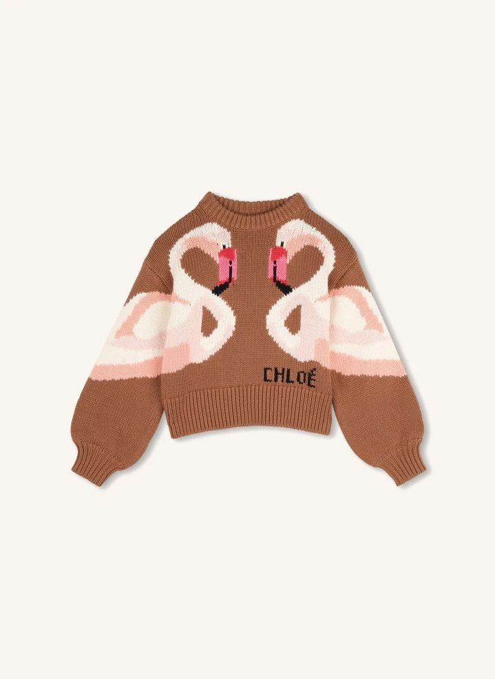 Chloé - Flamants Roses Jersey de algodón orgánico | Caramelo