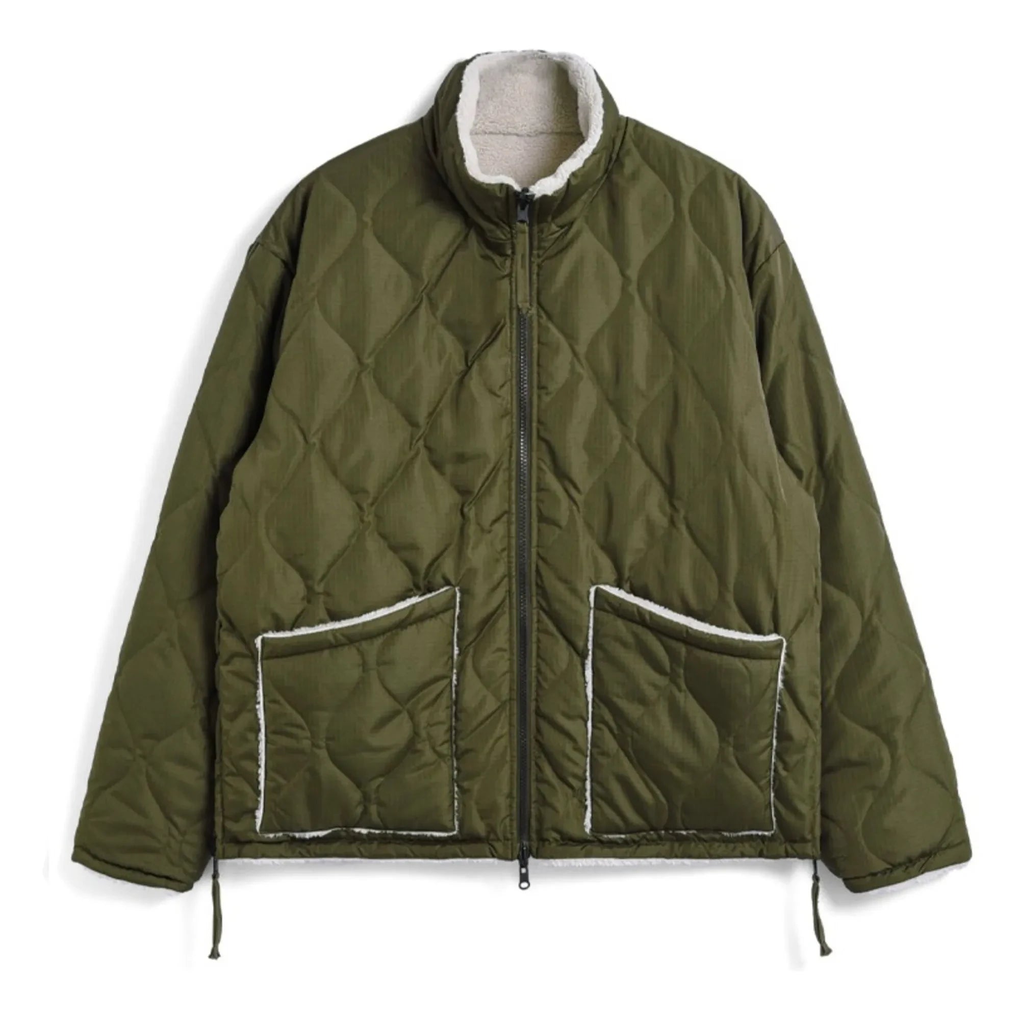 Taion - Chaqueta militar reversible de cuello alto | Caqui