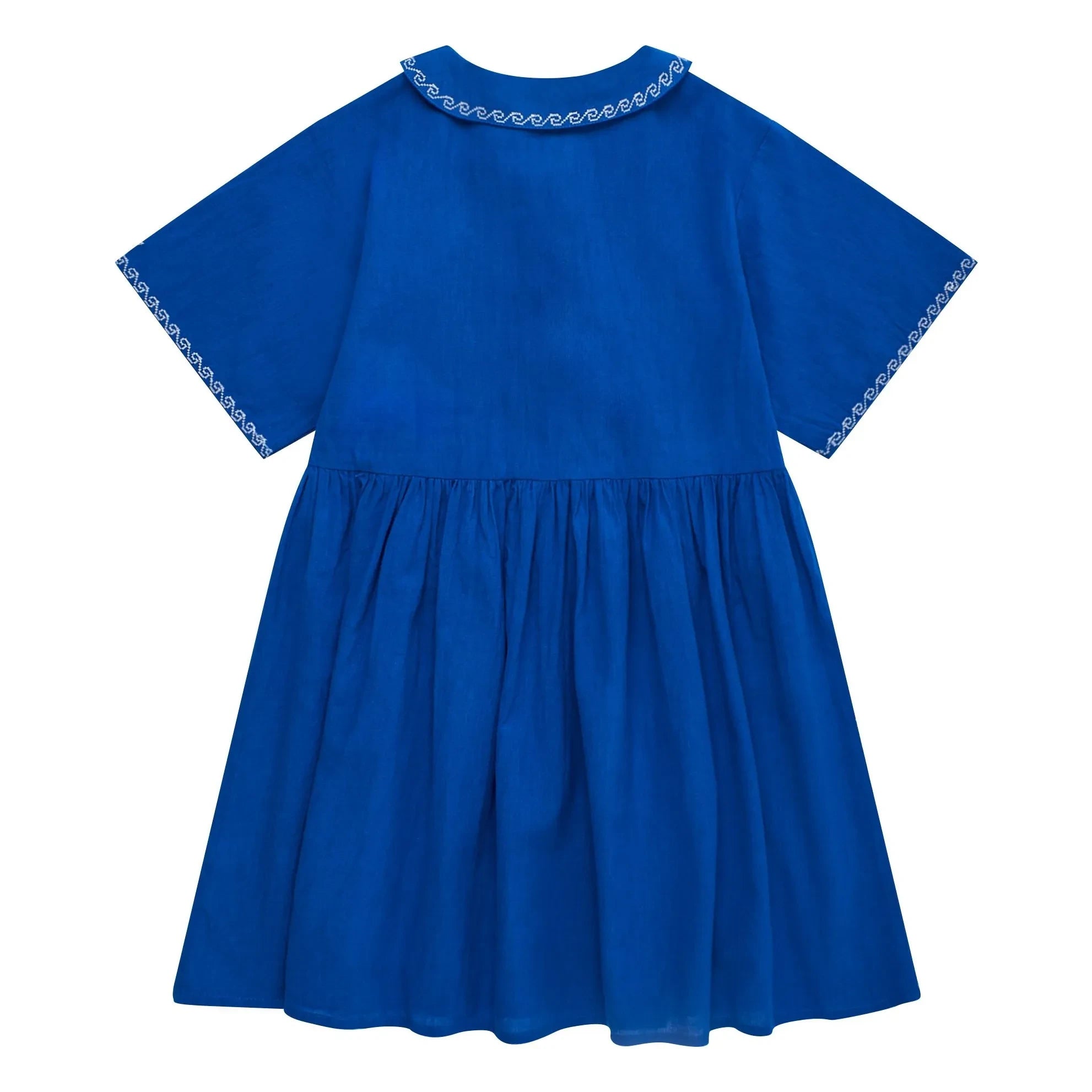 Maison Mangostan - Vestido de velo azul bordado