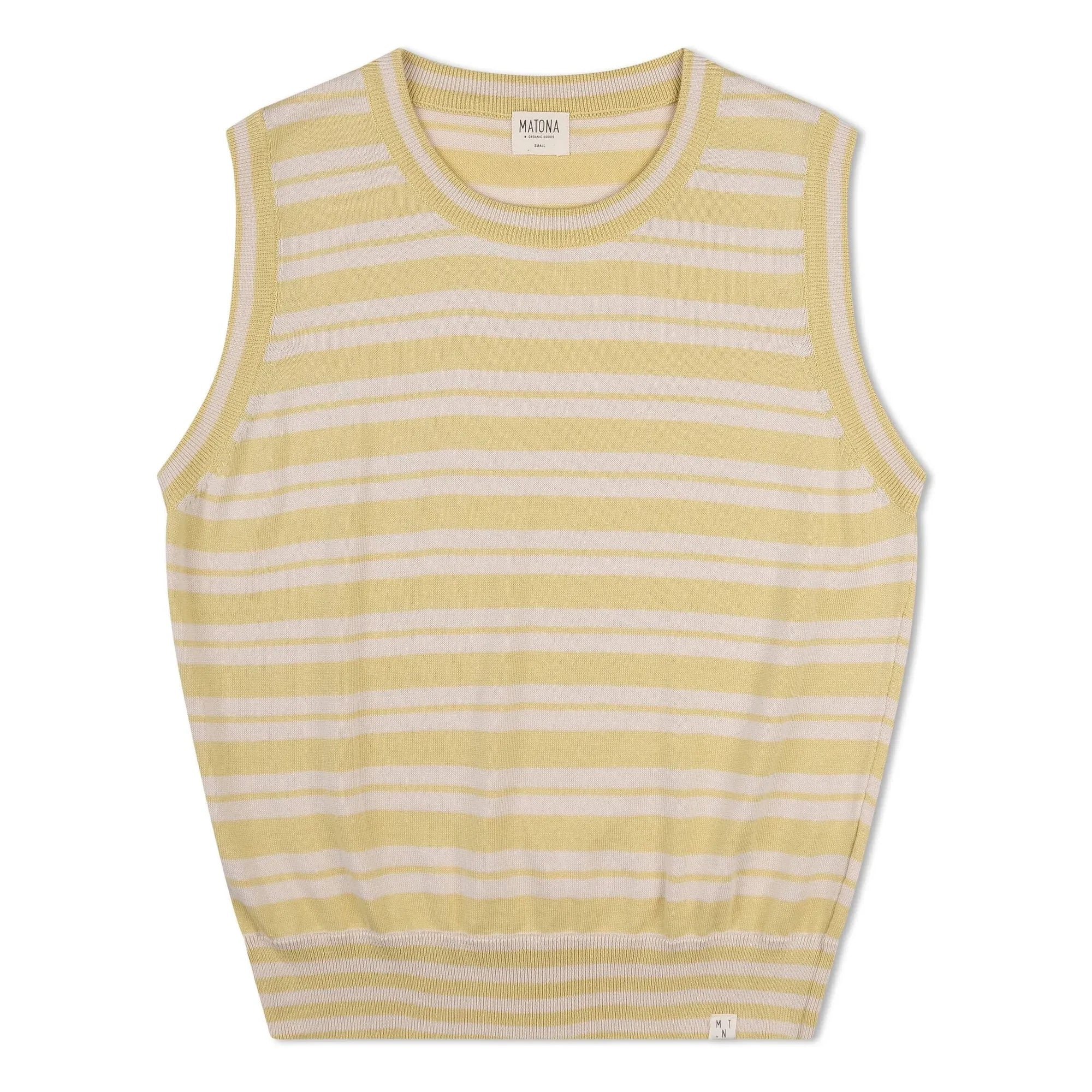 Matona - Camiseta de tirantes de punto fino de algodón orgánico a rayas | Amarillo pálido