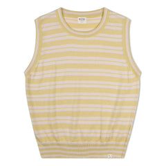 Matona - Camiseta de tirantes de punto fino de algodón orgánico a rayas | Amarillo pálido