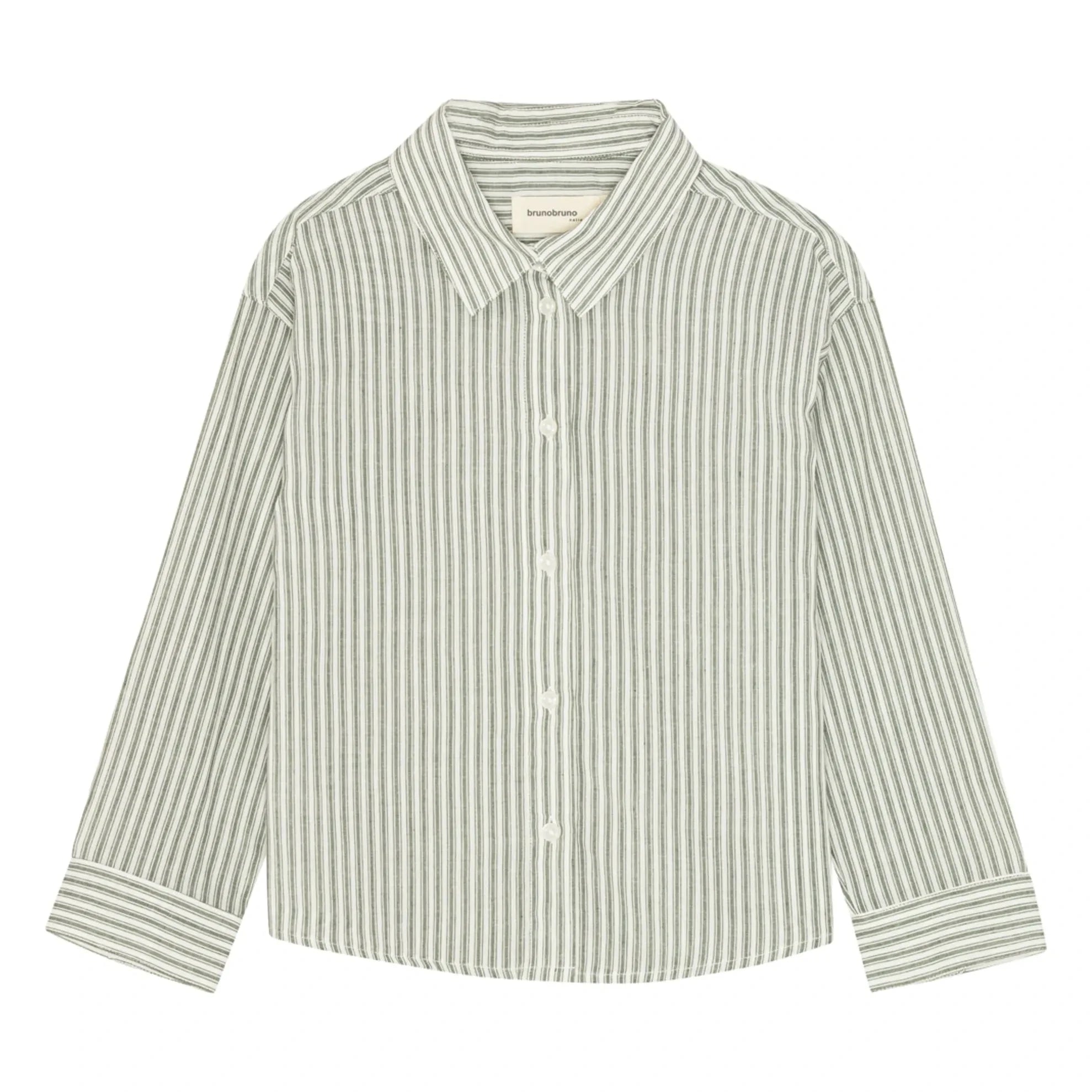 brunobruno nation - Nohrla Camisa de Algodón Orgánico a Rayas | Verde