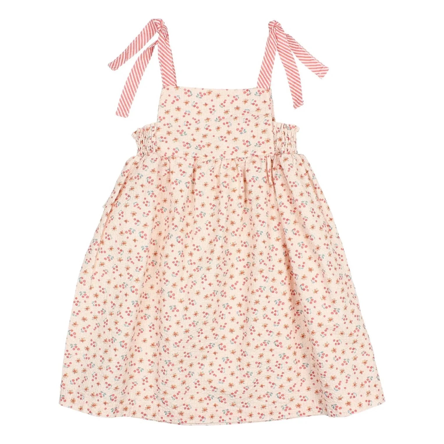 Búho - Vestido floral de seersucker con lazo | Melocotón
