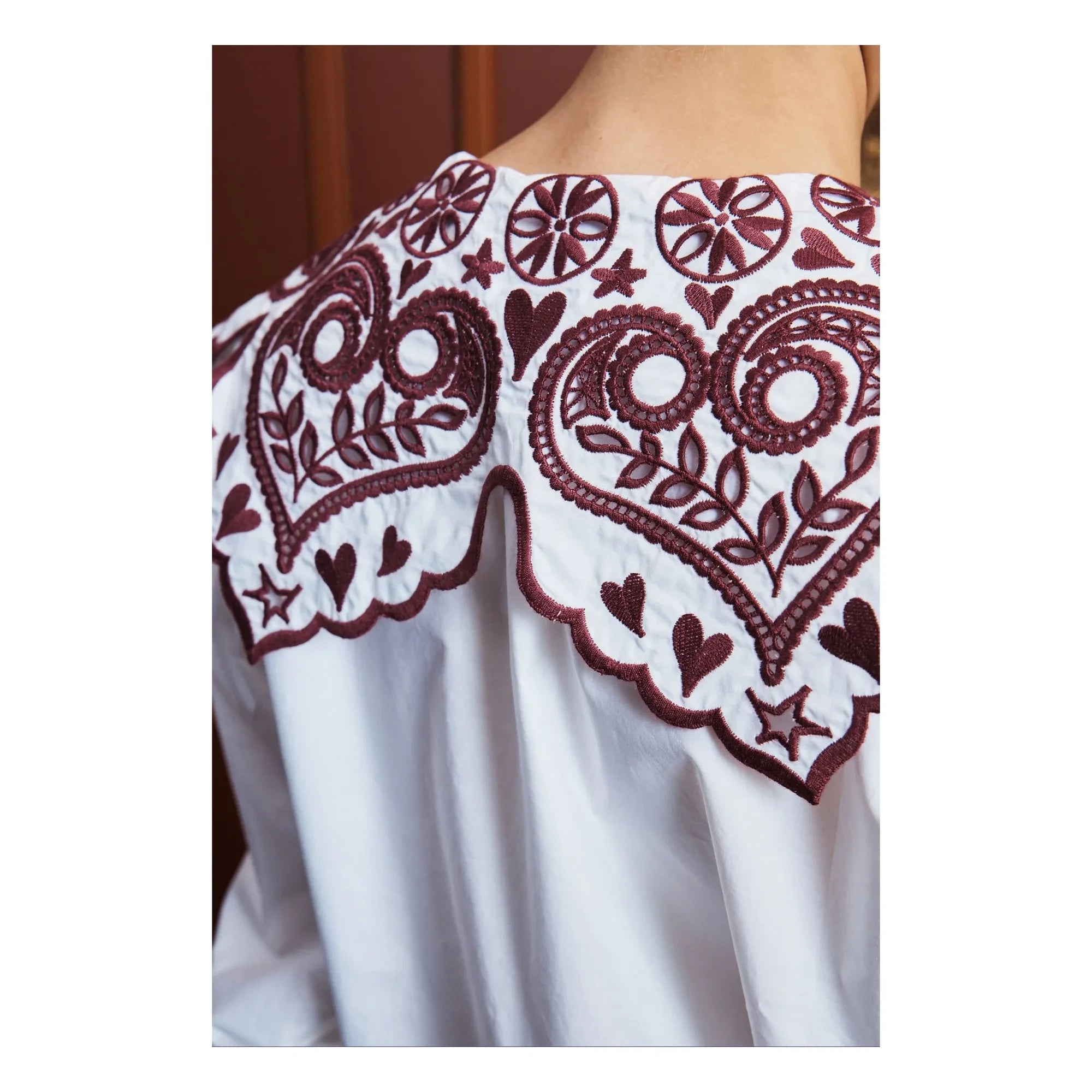 Alémais - Blusa bordada de popelina de algodón | Crema