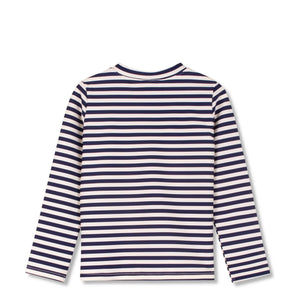 Wynken - Camiseta de rayas con cremallera y protección UV de fibras recicladas | Azul marino