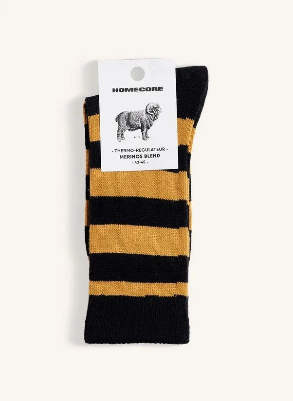 Homecore - Calcetines de Merino a Rayas | Azul marino - Blanco roto