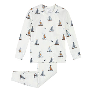 Petit Lem - Pijama de manga larga de algodón orgánico y modal | Blanco
