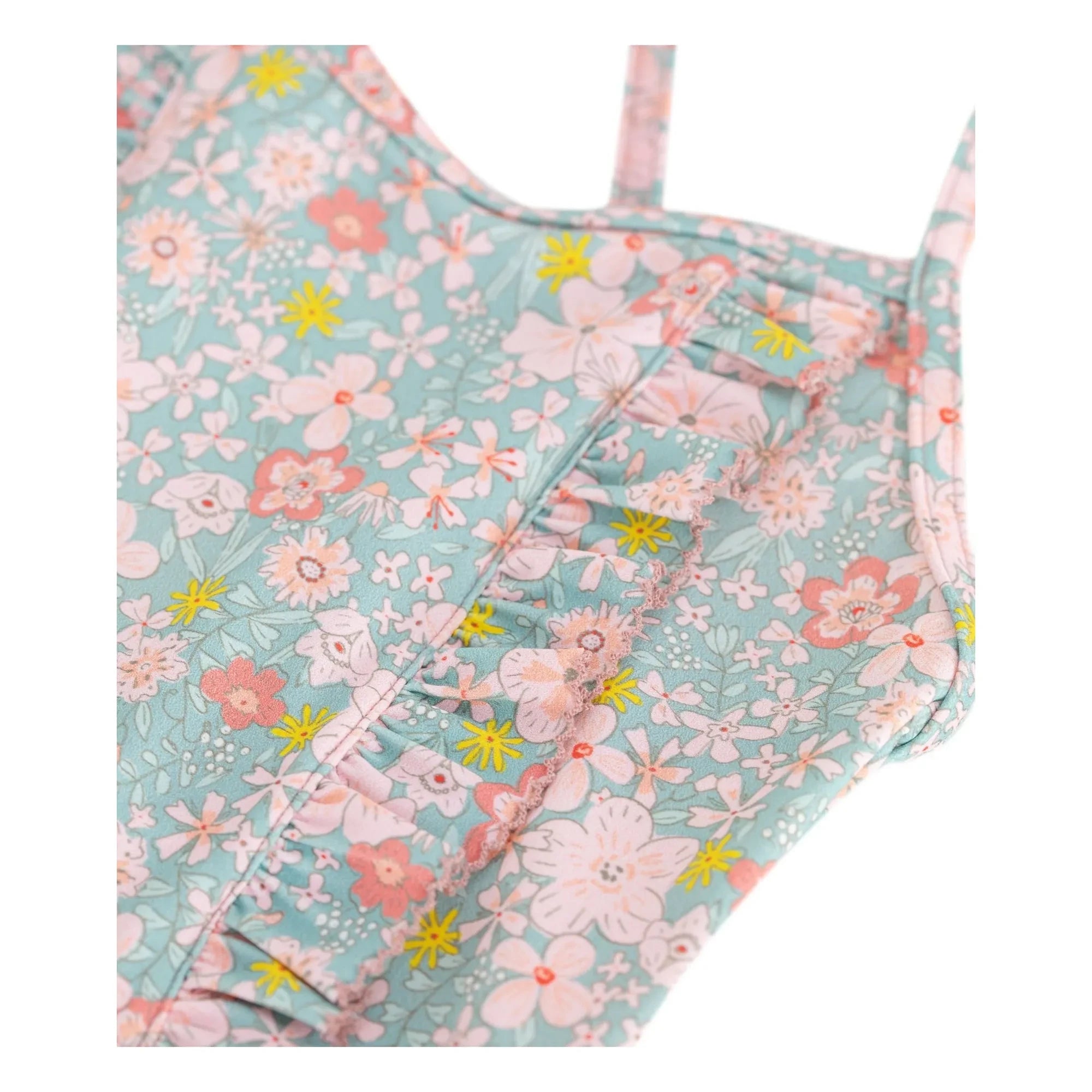 Petit Bateau - Traje de baño con volantes y estampado floral | Turquesa
