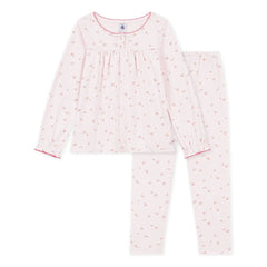 Petit Bateau - Organik pamuklu çiçek desenli pijama | Pembe