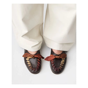 Hereu - Juliol Foulard Mocasín de Cuero | Castaño Oscuro