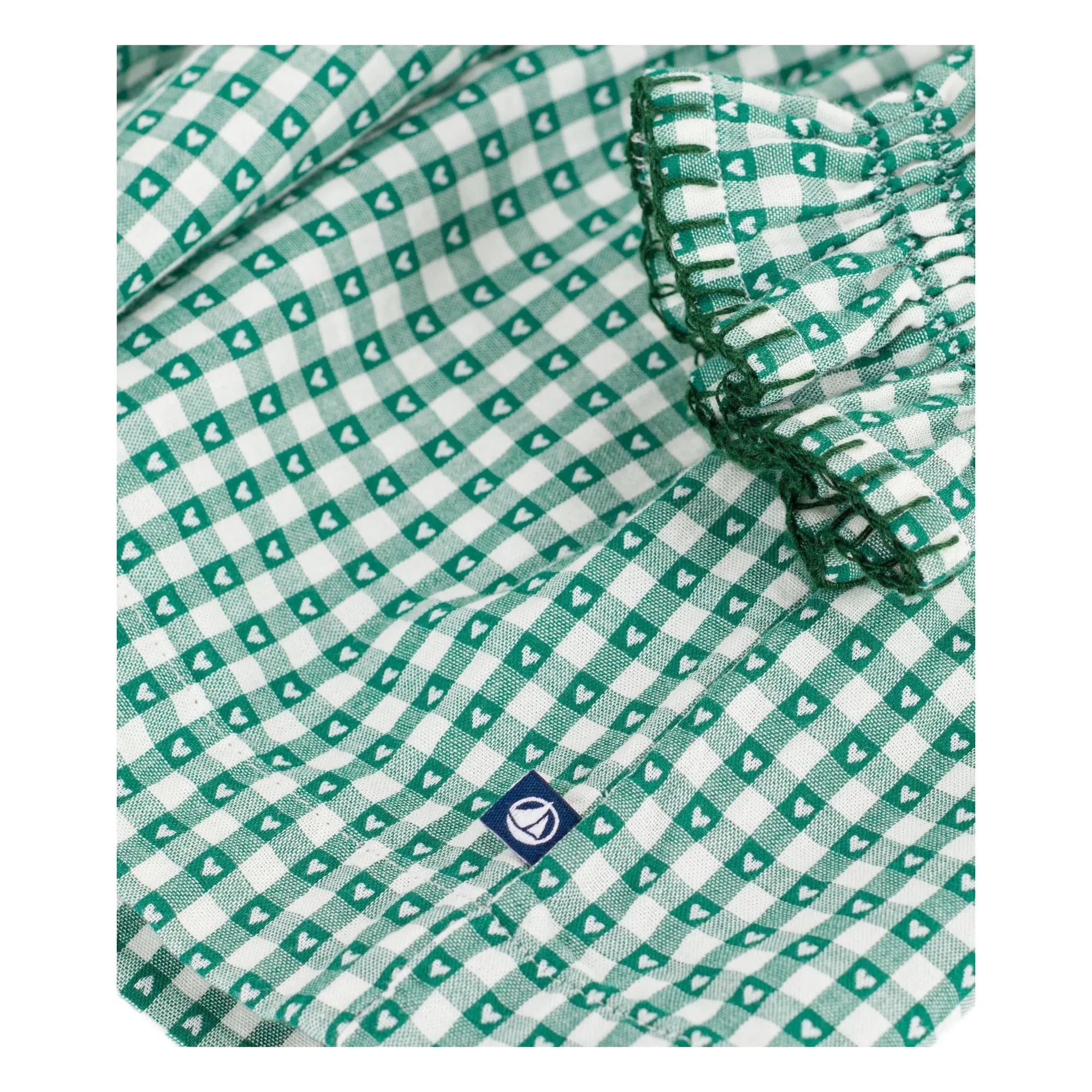 Petit Bateau - Organik Pamuk Poplin Ekose Geniş Elbise | Yeşil
