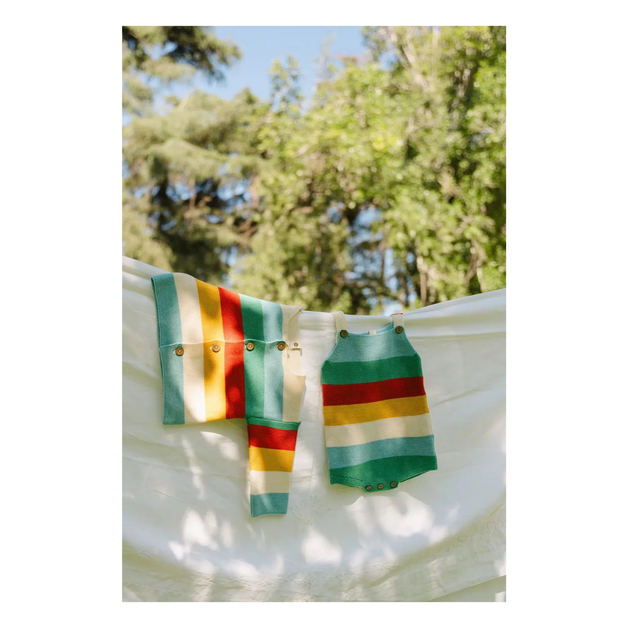 Bayiri - Cárdigan de algodón orgánico Rainbow | Turquesa