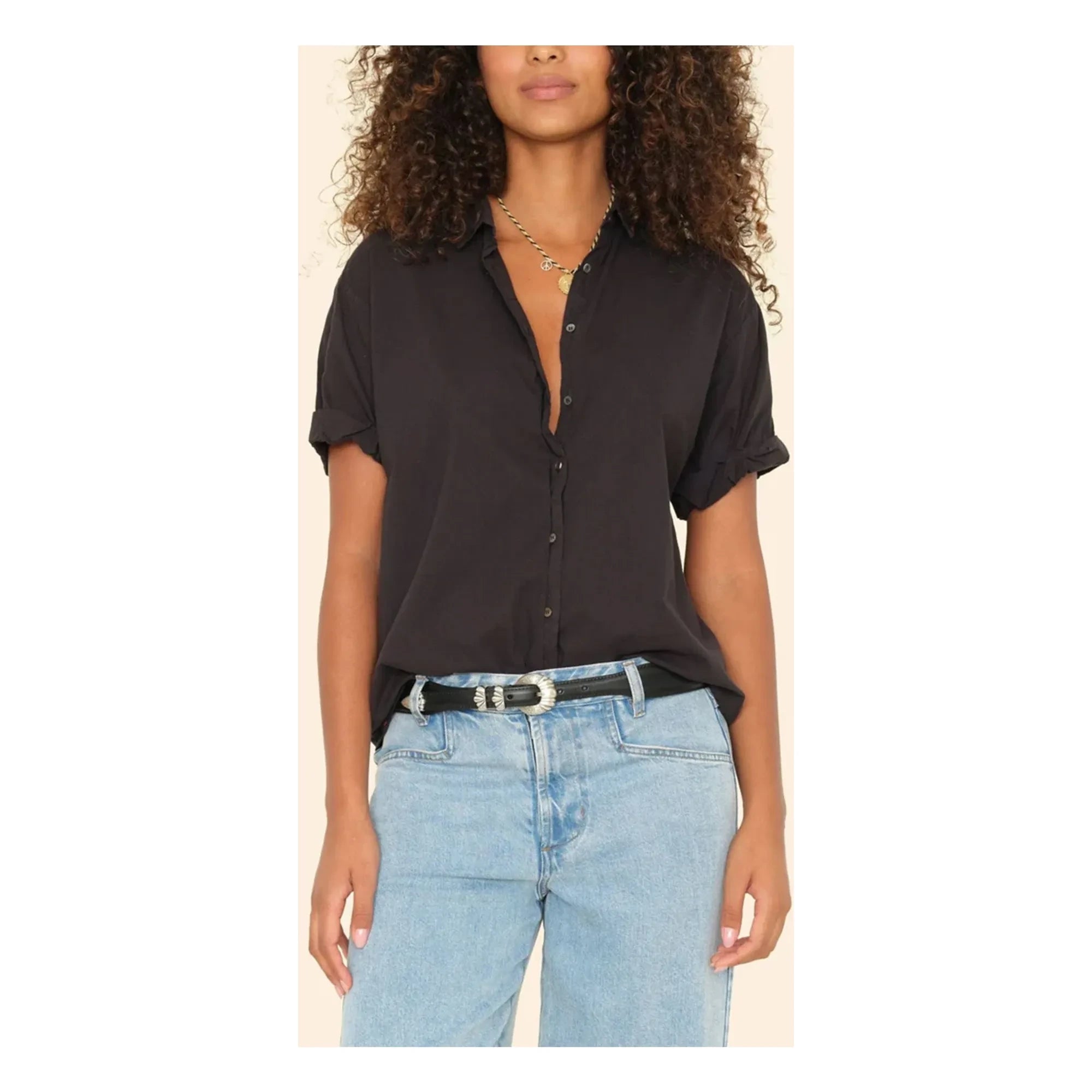 Xirena - Camisa Channing de Popelín de Algodón | Negro