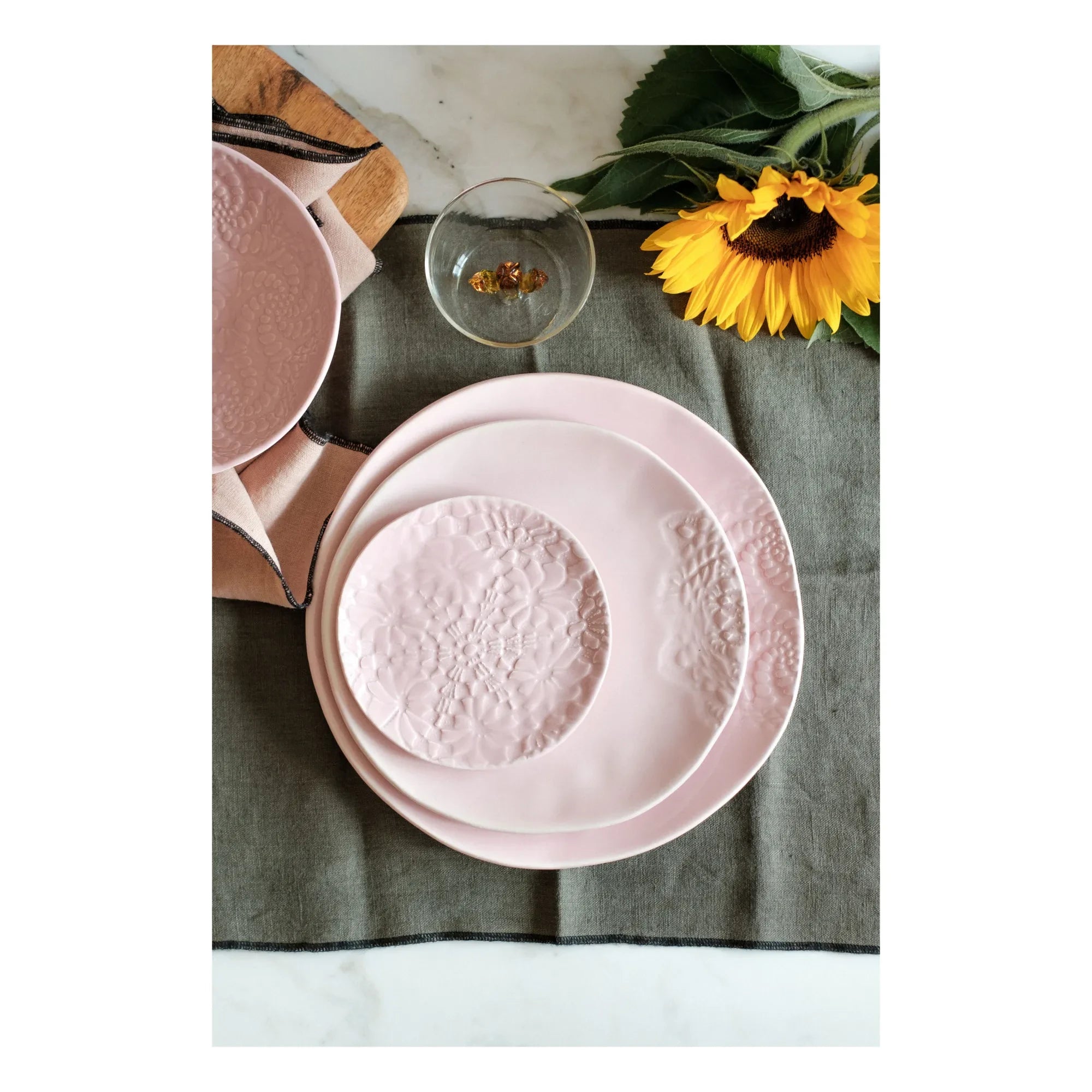 Maison Vessel - Blanca Kroşe Dantel Tabaklar - 2'li Set | Soluk Pembe