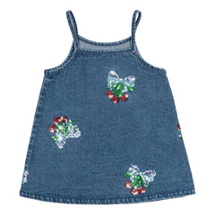 Konges Sløjd - Vestido vaquero con cuello de lentejuelas de algodón orgánico Magot | Azul