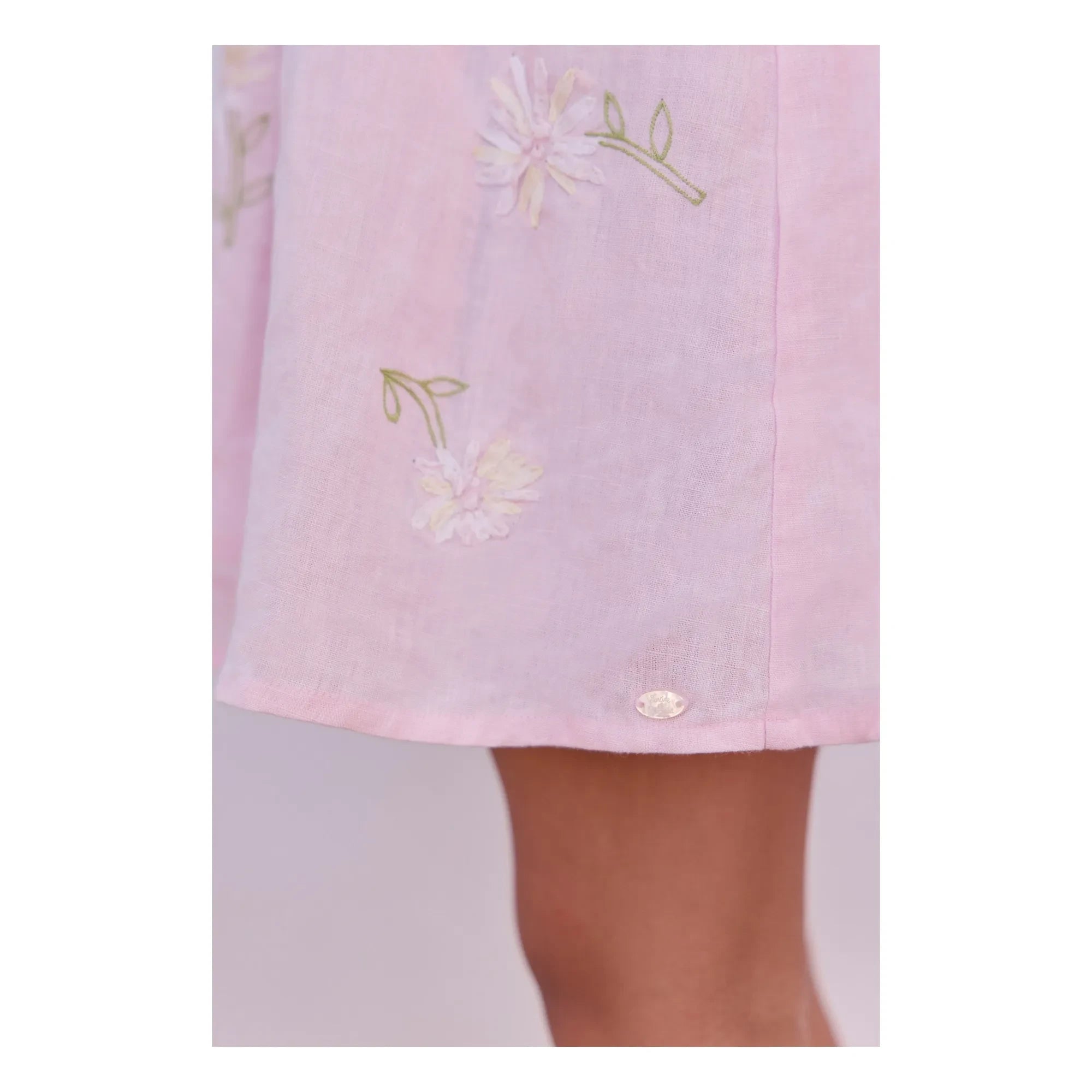 Tartine et Chocolat - Vestido rosa empolvado con estampado floral y mangas abullonadas