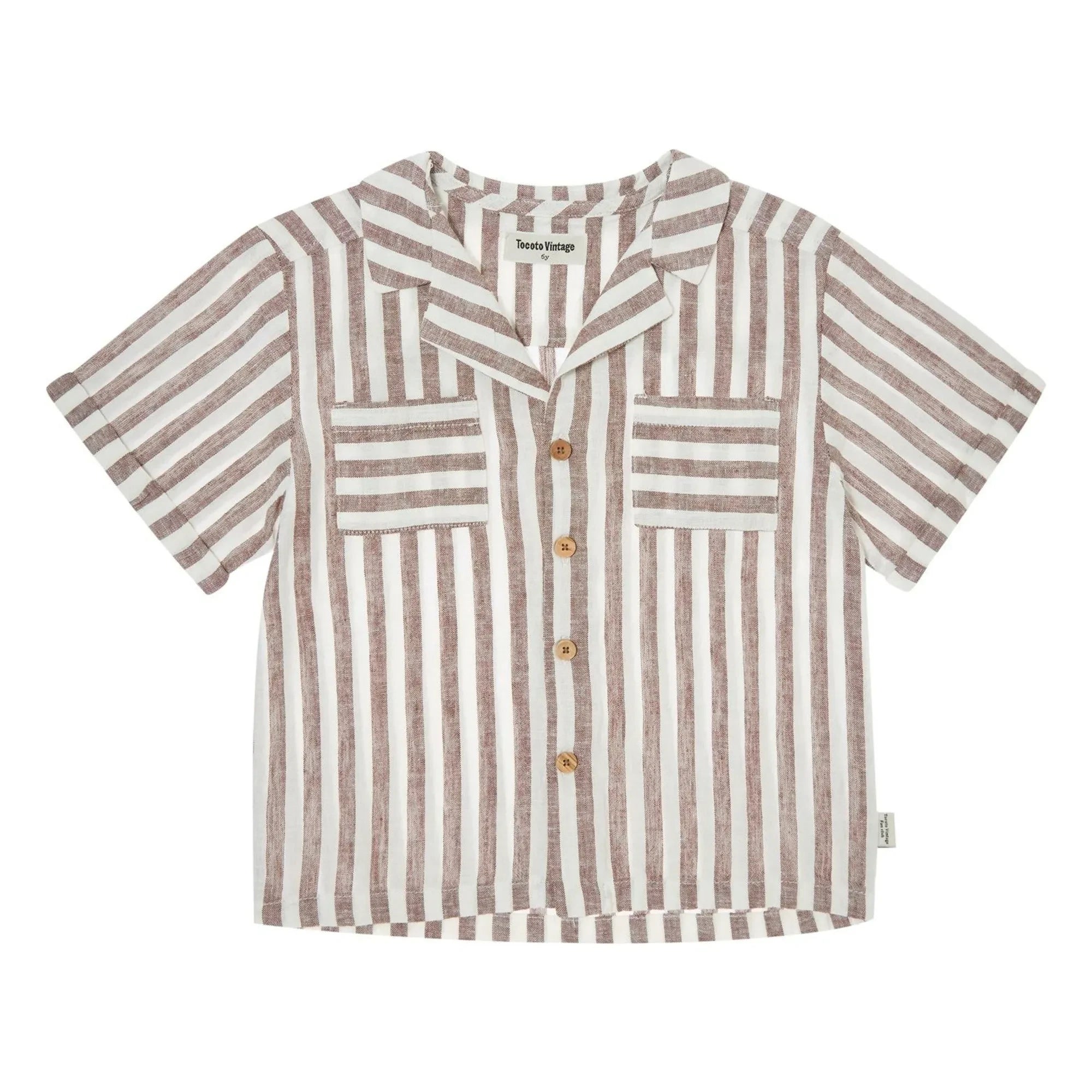 Tocoto Vintage - Camisa de lino a rayas | Marrón