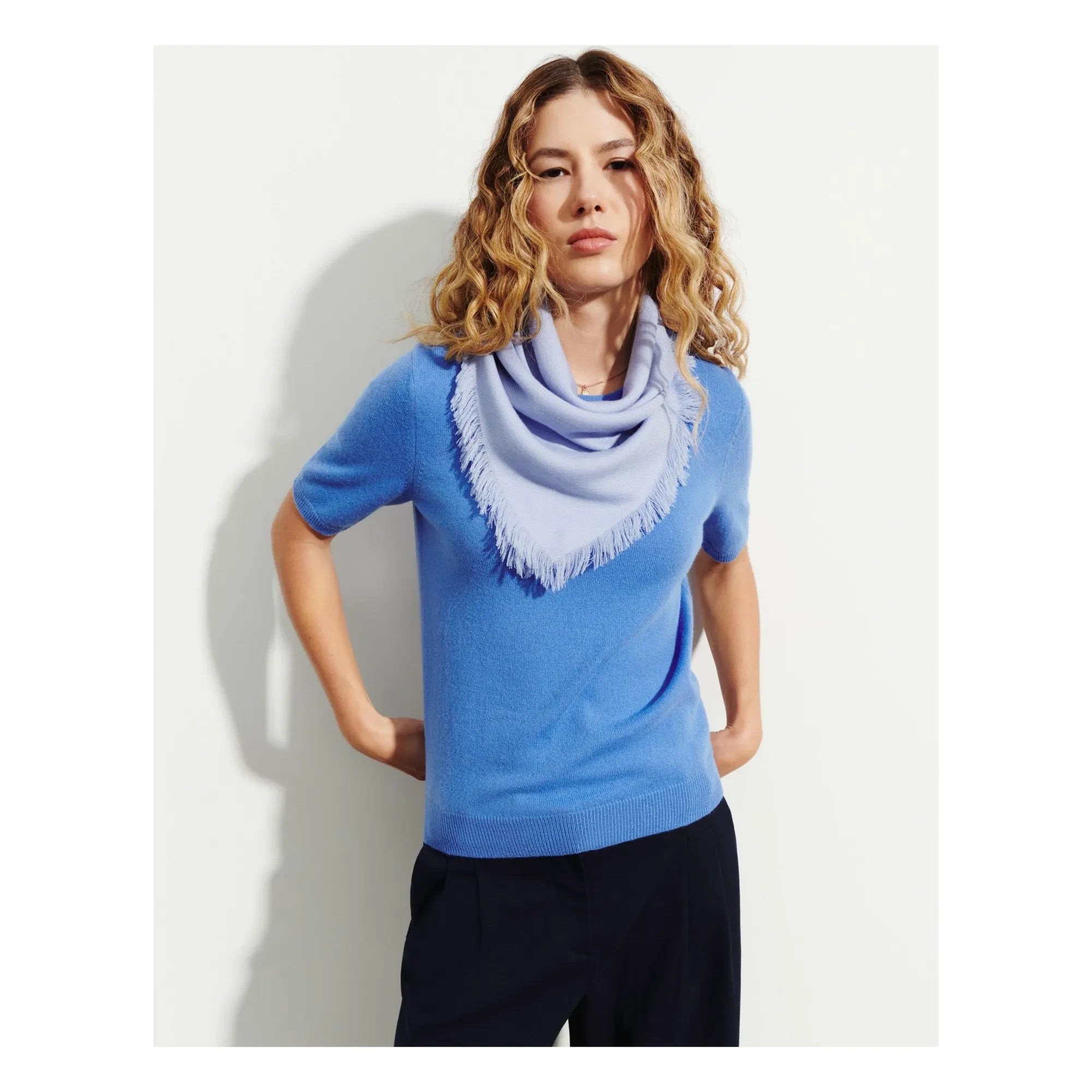 Bompard - Mini sarga cachemir cuadrada | Azul claro