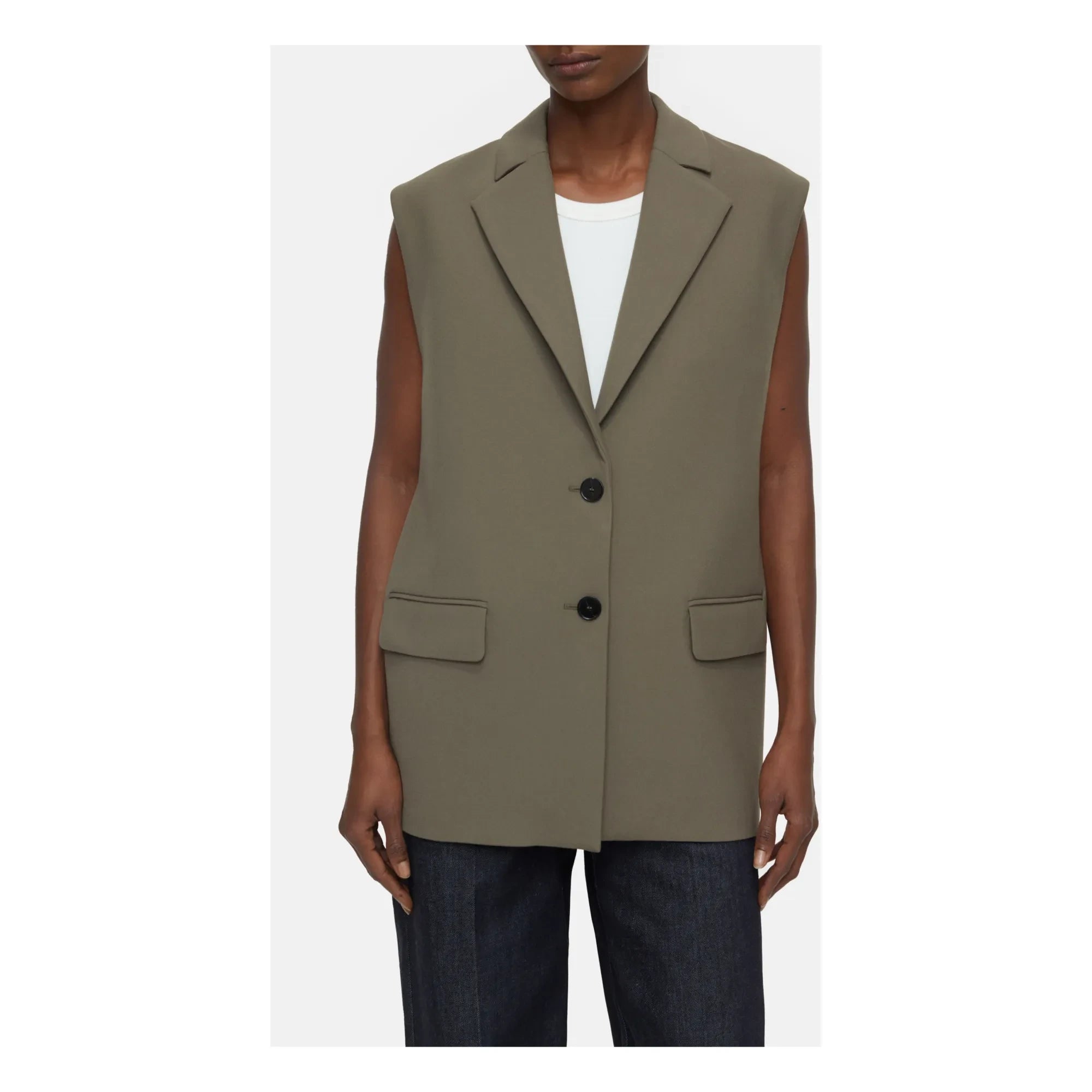 Cerrado - Blazer sin mangas | Caqui