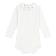 Petit Bateau - Body de algodón orgánico con cuello polo Bateaux | Blanco