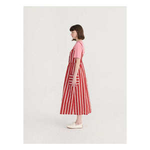 Bobo Choses - Vestido de Manga Española Rayado de Algodón Orgánico | Rojo teja