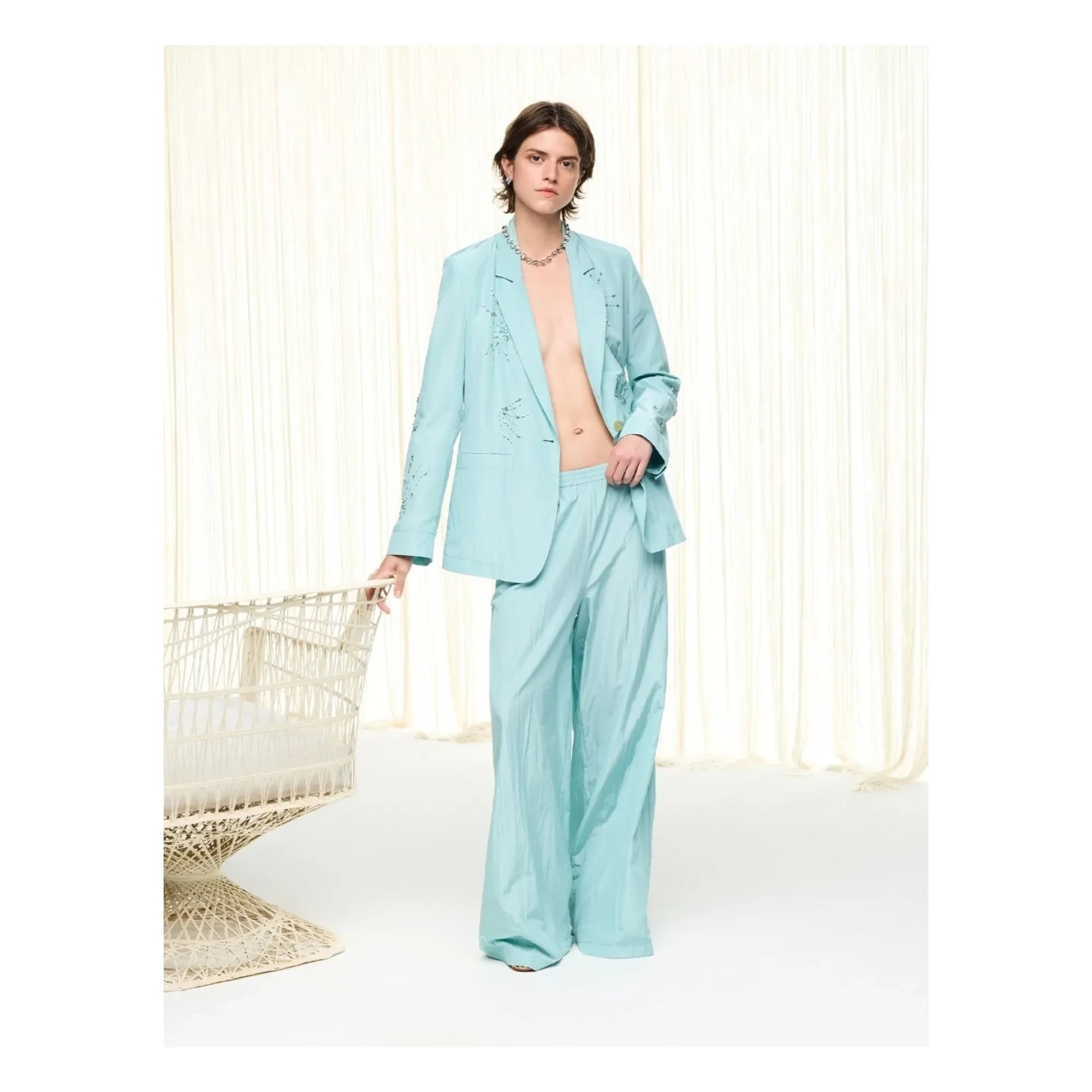 Forte Forte - Chaqueta con bordado tafetán de corte cuadrado | Aqua