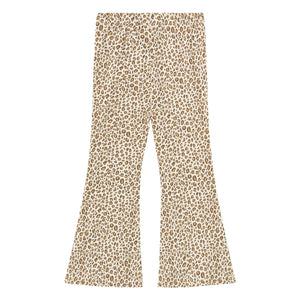 Tinycottons - Pantalón Acampanado de Canalé de Leopardo de Algodón Orgánico | Beige