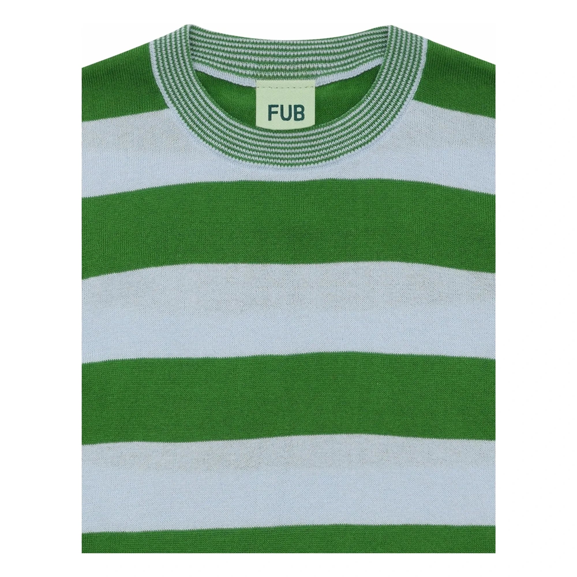 FUB - Camiseta Oversize a Rayas Punto Fino Algodón Orgánico | Verde
