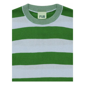 FUB - Camiseta Oversize a Rayas Punto Fino Algodón Orgánico | Verde