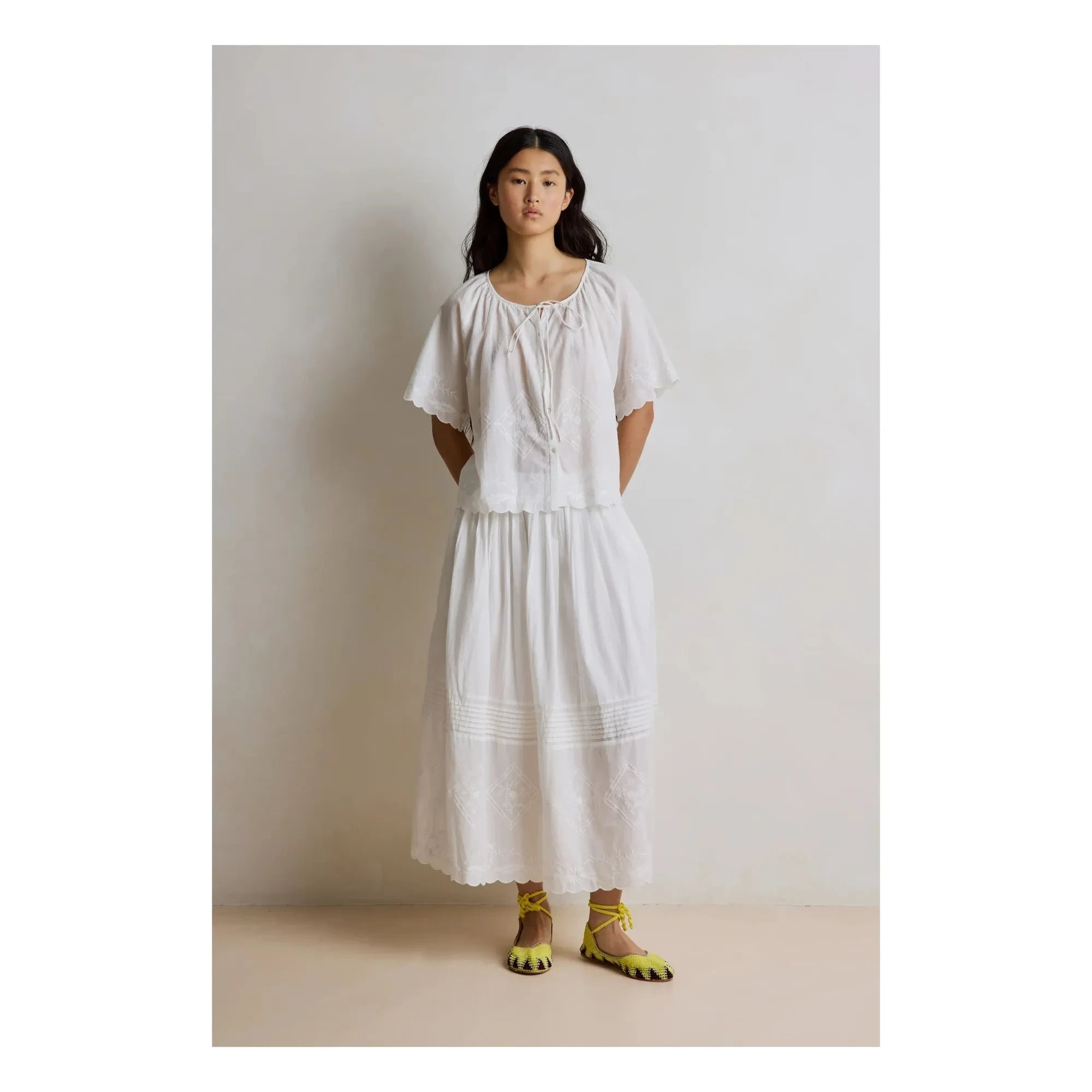 Hod - Blusa bordada con jade | Blanco