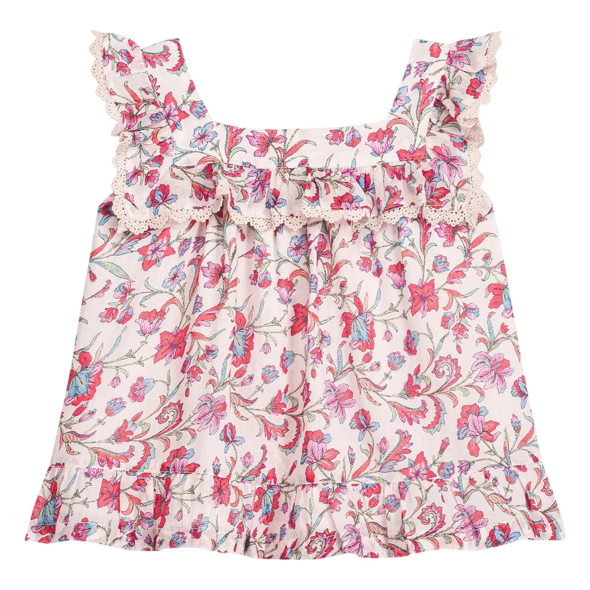 Louise Misha - Blusa Inessa Fleurie de algodón orgánico | Crema