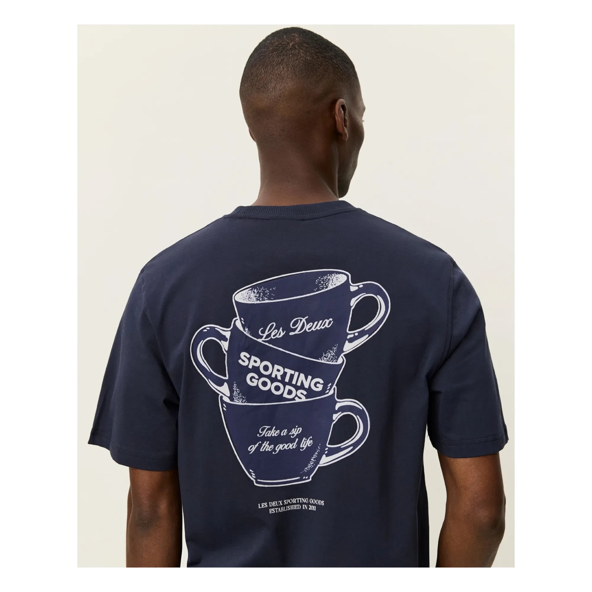 Les Deux - Camiseta de algodón Ben Artist | Azul oscuro