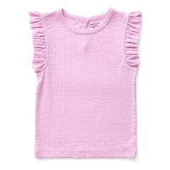 Soor Ploom - Camiseta de algodón orgánico con volantes Pointelle | Rosa