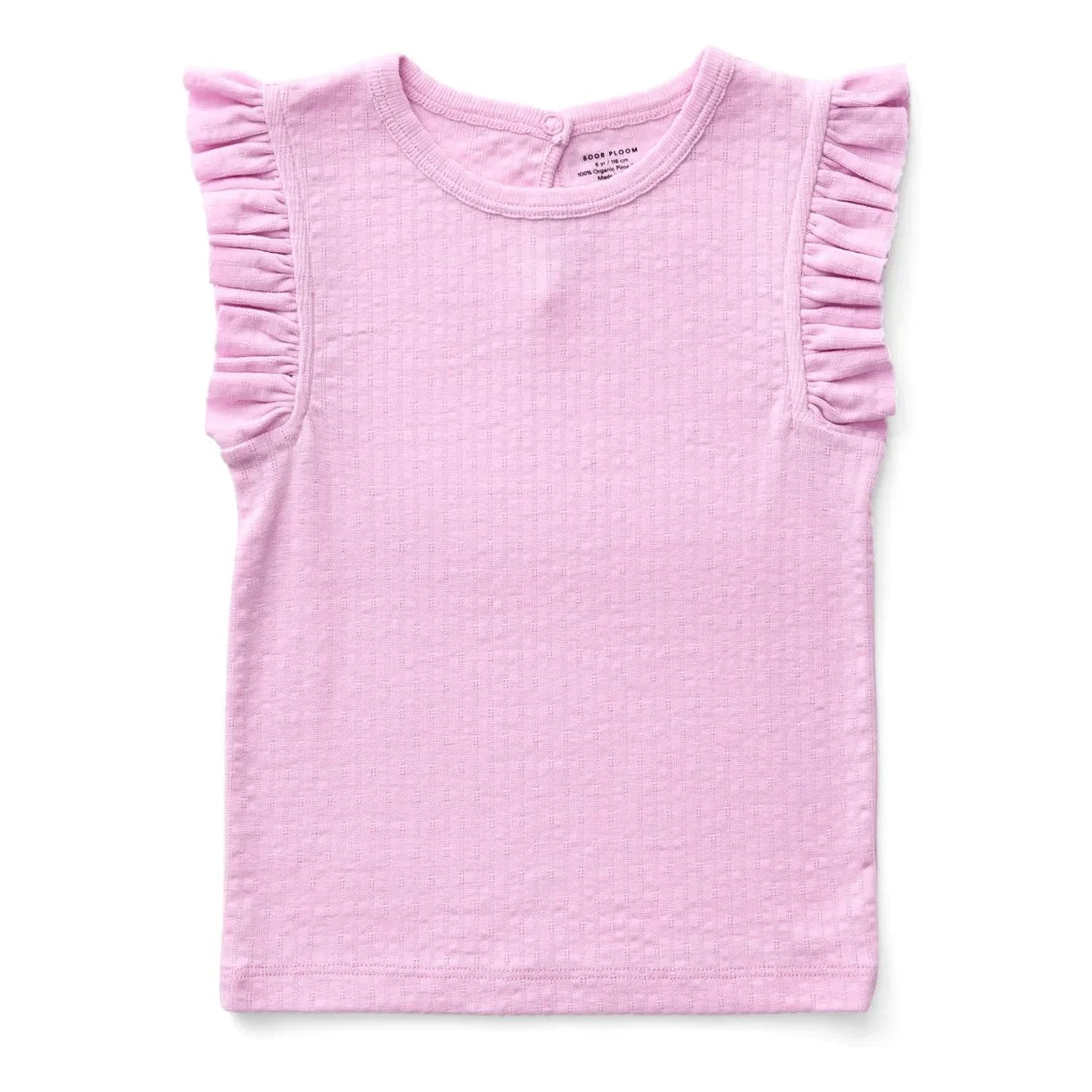Soor Ploom - Camiseta de algodón orgánico con volantes Pointelle | Rosa