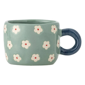 Bloomingville - Taza Nini de cerámica con diseño floral | Azul