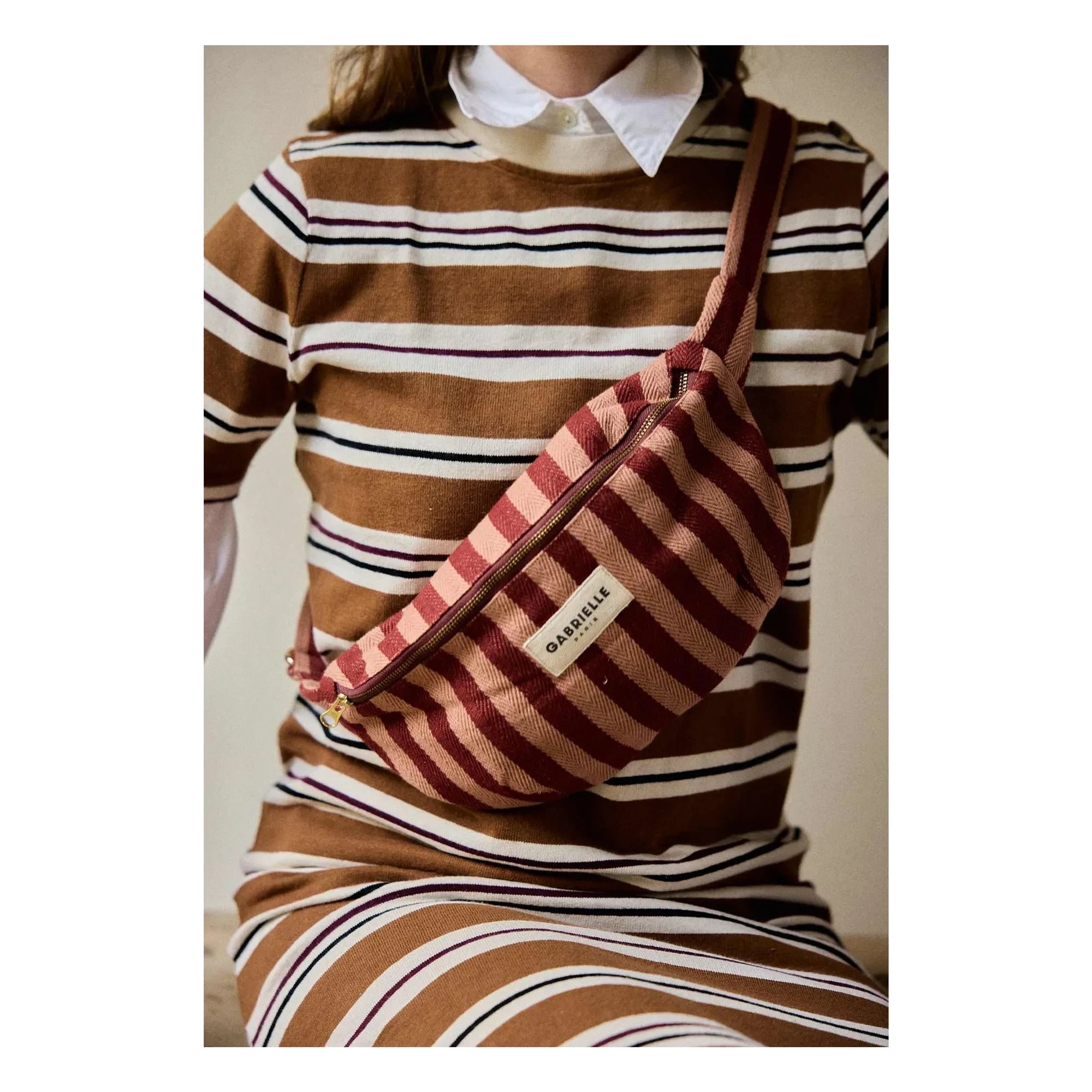 Gabrielle Paris - Neceser de rayas Garance | Rojo
