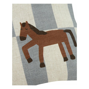 Nobodinoz - Cojín rectangular Cheval Vibes - Lino francés | Azul