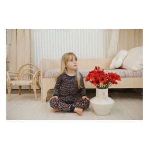 Petit Lem - Pijama de algodón orgánico con estampado floral | Azul marino