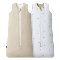 Les Petites Billes - Saco de dormir reversible de muselina de doble capa para todas las estaciones | Beige
