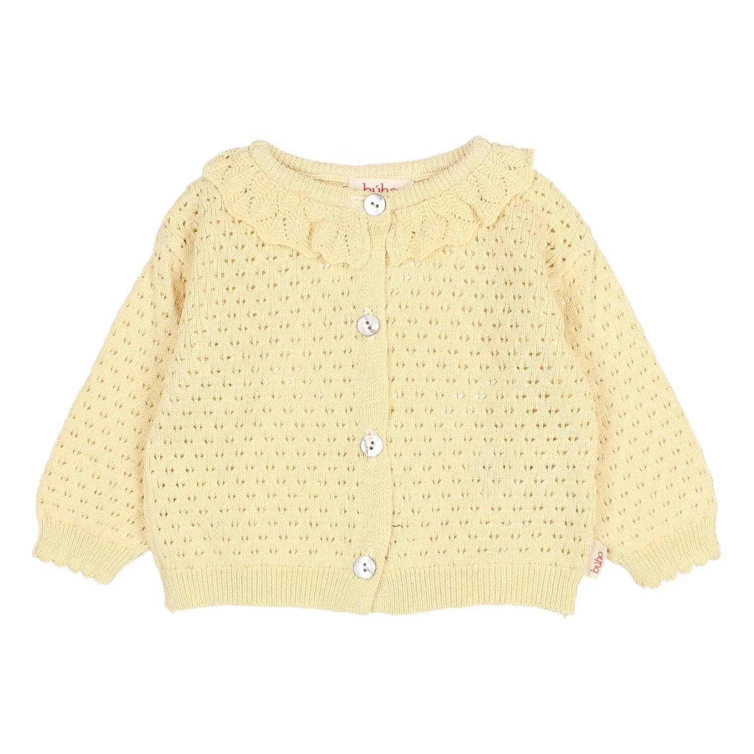 Búho - Cárdigan calado boho de algodón orgánico | Amarillo