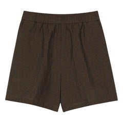 Pomandère - Pantalones cortos de lino y algodón gabardina | Chocolate