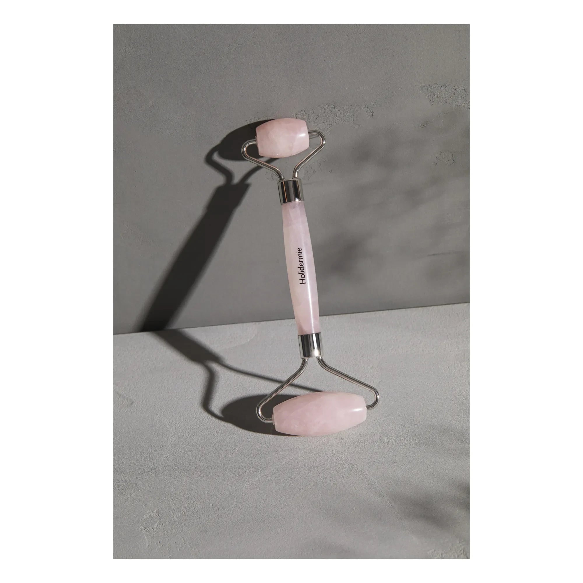 Holidermie - Rodillo facial doble de cuarzo rosa